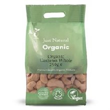 Organic Cashews Whole 250g