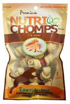 Nutri Chomps Premium Nutri Chomps Mini Chicken Wrapped Knot with Milk Wrap Dog Treats, Digestible Dog Chews, 8 count