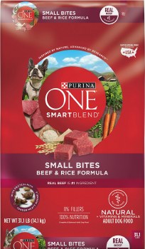 Purina ONE SmartBlend Small Bites Beef and Rice Adult Dry Dog Food 31.1lb