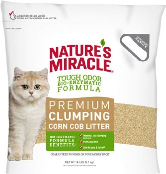 Natures Miracle Premium Clumping Corn Cob Litter, Cat Litter, 18lb