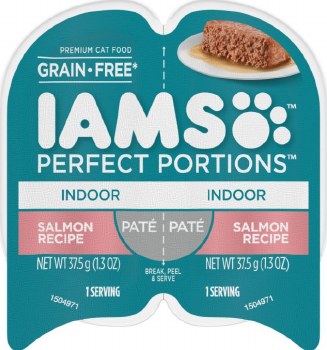 IAMS Perfect Portions Indoor Cat Formula Grain Free Pate with Salmon, Wet Cat Food, 2.6oz