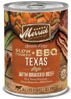 Merrick Grain Free Texas Style BBQ with Braised Beef Recipe Canned Wet Dog Food, case of 12, 12.7oz