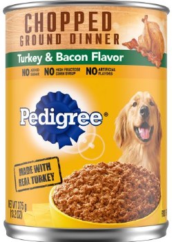 Pedigree Chopped Ground Dinner with Turkey and Bacon Canned, Wet Dog Food, 13.2oz