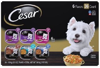 Cesar Classics Loaf in Sauce Variety Pack Wet Dog Food Case of 36, 3.5oz