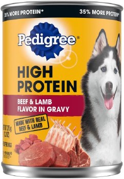 Pedigree High Protein Beef and Lamb in Gravy Canned, Wet Dog Food, 13.2oz