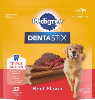 Pedigree Dentastix Beef Flavor, Large Dog Treats, 32 count