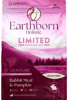 Earthborn Venture Rabbit Meal and Pumpkin Grain Free, Dry Dog Food, 25lb