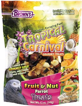 FMBrowns Tropical Carnival Gourmet Fruit and Nut Parrot Bird Treats 12oz