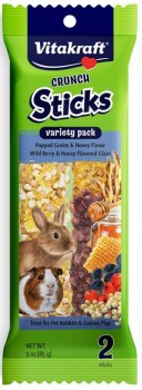 Sunseed Vitakraft Crunch Sticks Variety Pack Small Animal Treats, Grain and Honey Wild Berry and Honey, 3oz, 2 count
