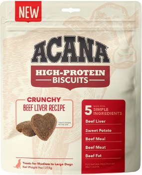Acana High-Protein Beef Liver Crunchy Biscuits, Dog Biscuits, Large 9oz