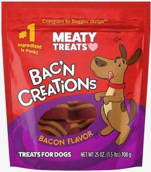 Meaty Treats Bakn Creations Bacon Flavor Dog Treats 25oz