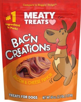 Meaty Treats Bacn Creations Bacon and Cheese Dog Treats 40oz