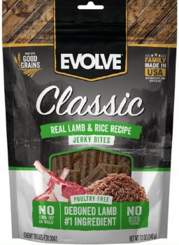 Evolve Classic Jerky Bites, Real Lamb and Rice Recipe, Dog Treats, 12oz