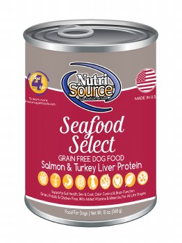 NutriSource All Life Stages Formula Grain Free Seafood Select Salmon Recipe Canned, Wet Dog Food, 13oz