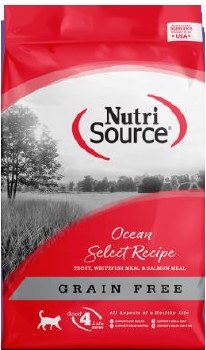 NutriSource Grain Free Ocean Select Entree with Trout, Whitefish Meal, and Salmon Meal Protein, Dry Cat Food, 6.6 lb