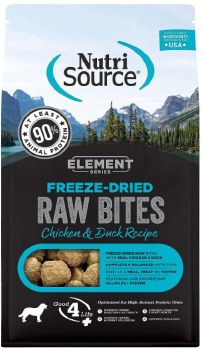 NutriSource Element Freeze-Dried Raw Bits Chicken and Duck, Dog Treats, 10oz