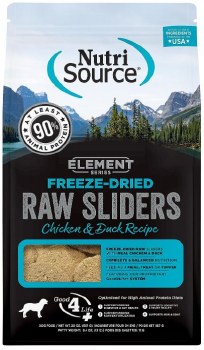 NutriSource Element Freeze-Dried Raw Sliders Chicken and Duck, Dog Treats, 20oz