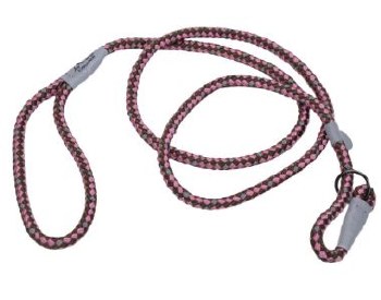Reflective Braided Rope Slip Leash 6 inch Rosebud
