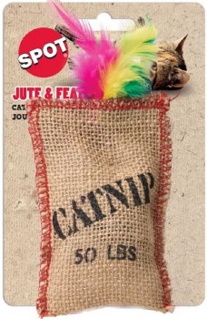 Spot Jute & Feather Sack with Catnip, 4 inch