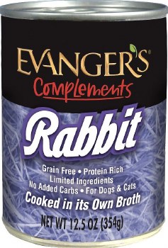 Evanger's Compliments Grain Free Rabbit Canned Wet Dog Food case of 12, 12.5oz Cans