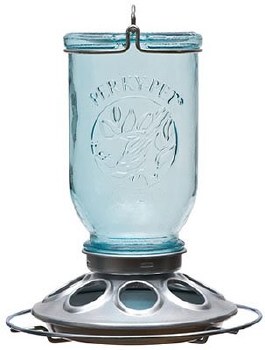 Woodstream Perky Pet, Mason Jar, Wild Bird Feeder, Blue, 1lb