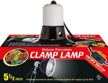 Zoo Med Lab Deluxe Porcelain Reptile Clamp Lamp, Black, 5.5 inch, 100W