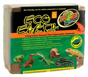 Zoo Med Lab Eco Earth Compressed Coconut Fiber Reptile Substrate, Brown, 7-8L, 3 count