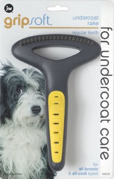 JW Gripsoft Undercoat Rake for All Breeds and Coat Types, Regular