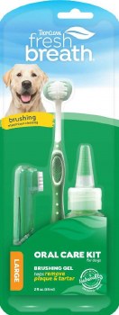 Tropiclean Fresh Breath Oral Care Kit for Large Breed Dogs, 3 Piece Kit, 2oz