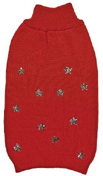 Sequin Stars Sweater, Red, Medium