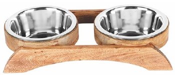 Advance Pet Wood Bone Double Diner Bowl 1Qt