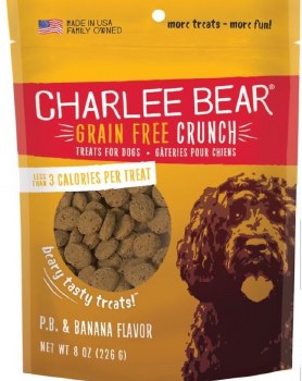 Charlee Bear Grain Free Crunch, Peanut Butter and Banana, Dog Treats, 8oz