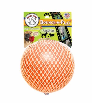 Jolly Pets Bounce n Play Ball Dog Toy, Orange and Vanilla, Medium, 6 inch