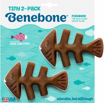 Benebone Fishbone, Dog Dental Health, Salmon, Tiny, 2 pack