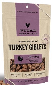 Vital Essentials Freeze Dried Turkey Giblets Dog Treats 2oz