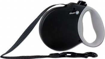 Alcott Adventure Retractable Leash, Black, 16ft, up to 65lb Medium