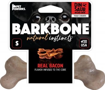 BarkBone Dinosaur Natural Instincts Bacon Flavored Nylon Dog Toy, Small