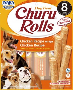 Inaba Churu Rolls Dog Treats, Chicken .42oz, 8 count