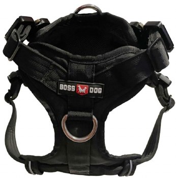Boss Dog Adjustable Harness, Black, Medium
