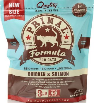 Primal Frozen Raw Chicken & Salmon Formula Cat Nuggets, 3lb