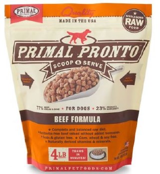 Primal Pronto Frozen Raw Scoop & Servce Beef Formula Dog Food, 4lb
