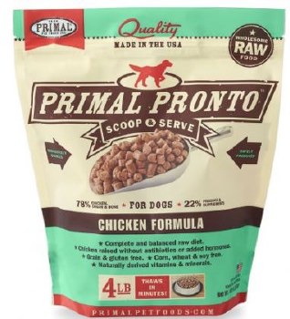Primal Pronto Frozen Raw Scoop & Servce Chicken Formula Dog Food, 4lb