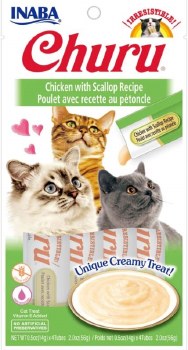 Inaba Churu Puree Cat Treats, Chicken and Scallop, .5oz, 4 count