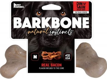 Pet Qwerks BarkBone Dinosaur Natural Instincts Bacon Flavored Nylon Dog Toy, Medium