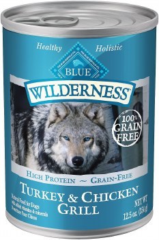 Blue Buffalo Wilderness Turkey and Chicken Grill Recipe Grain Free Canned Wet Dog Food case of 12, 12.5oz Cans