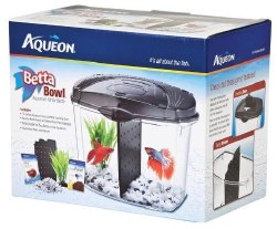Aqueon Betta Bowl Kit, Black, 1/2 Gallon