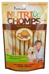 Nutri Chomps Peanut Butter Flavor Mini Twist Dog Treats, Digestible Dog Chew, Digestible Dog Chews, 10 count, 5 inch