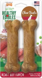 Nylabone Healthy Edibles Chew Treats for Dogs, Roast Beef Flavor, Regular, Dog Dental Health, 2 Count