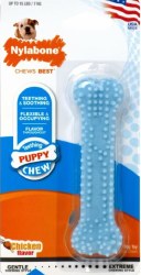 Nylabone Puppy Chew Dental Bone Nylon Dog Chew Toy, Blue, Chicken Flavor, Dog Dental Health, Petite