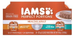 IAMS Perfect Portions Grain Free Pate with Chicken and Tuna Variety Pack, Wet Cat Food, Case of 12, 2.6oz Trays